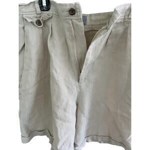 Linen Womens Bermuda Shorts 10 Wheat For Pete's Sake Old Money Classic Vtg